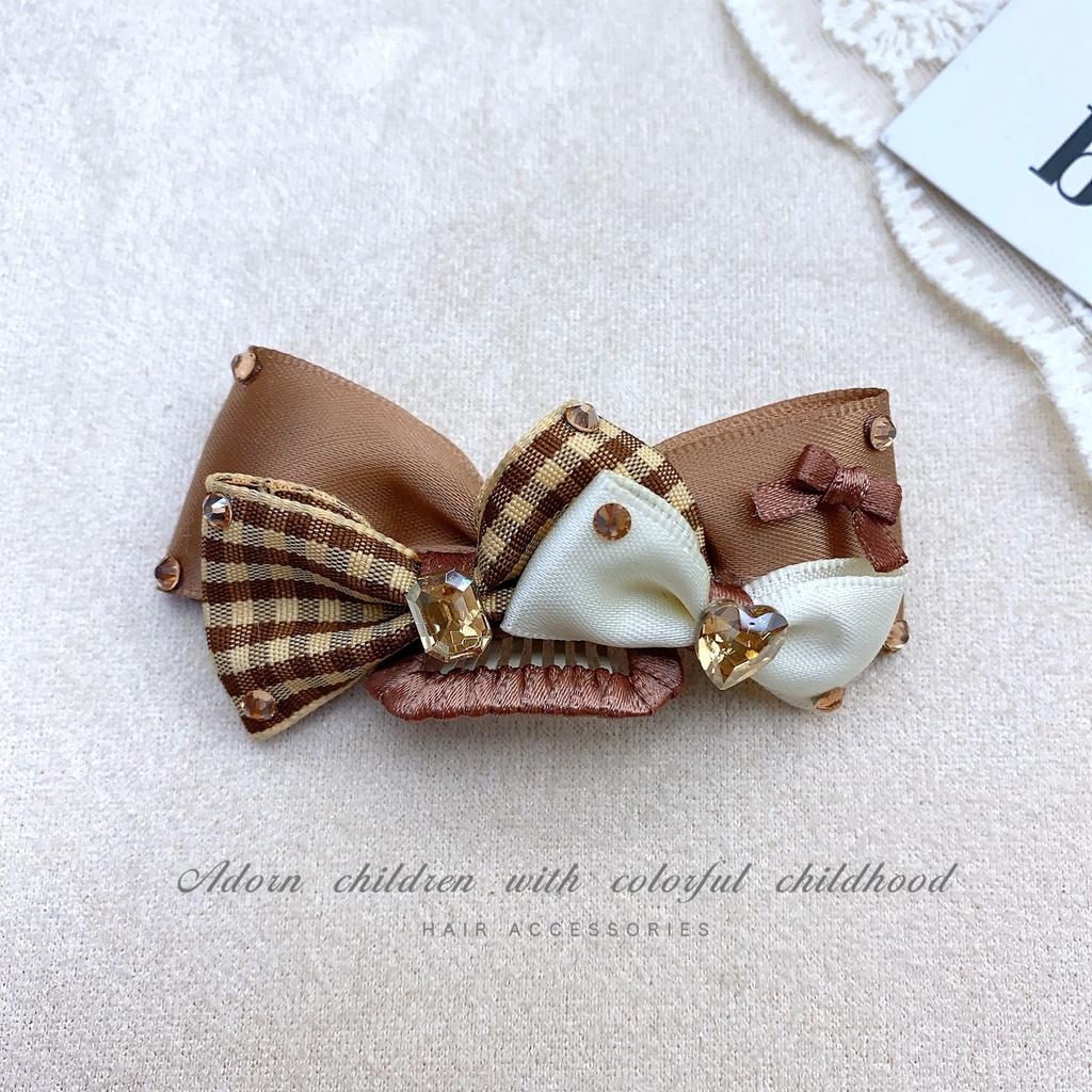 Pet Checkered Dog Hair Clip Coffee BB Clip Hair Accessory Pet Headpiece Yorkshire Diamond Pearl Headpiece Puppy Accessories