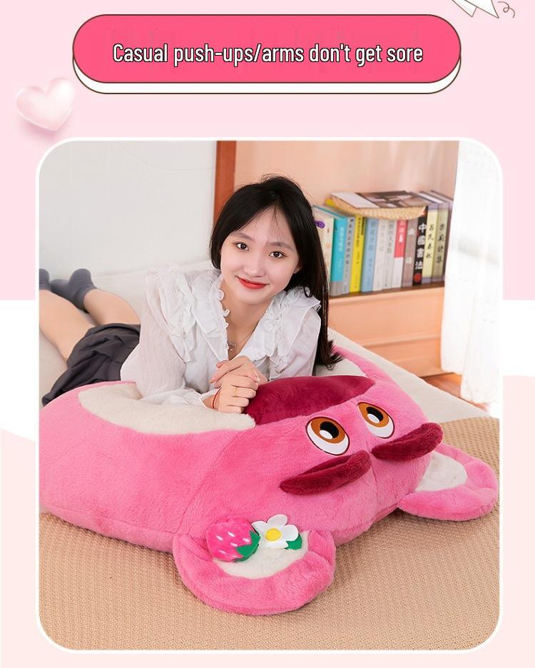 Large Plush Strawberry Bear Hug Backrest Pillow Toy