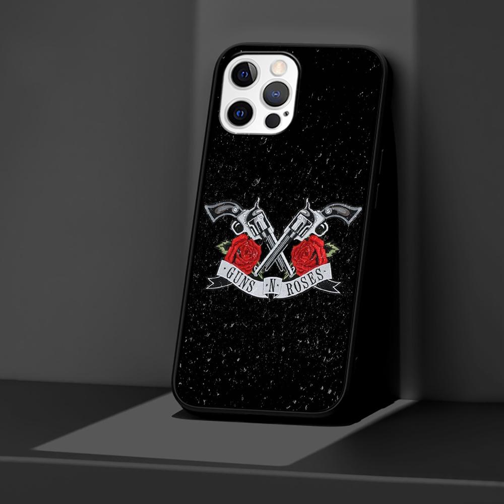 

Guns N Roses Case for Apple iPhone 14 11 16 15 Plus 13 12 Pro Max XR XS X Coque Black Soft Mobile Phone Bag Cover iPhone X(XS)