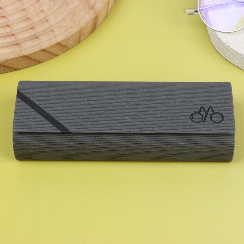 Striped Leather Eyeglasses Case Minimalist Portable Stylish Spectacle Holder Box for Men Boys Students