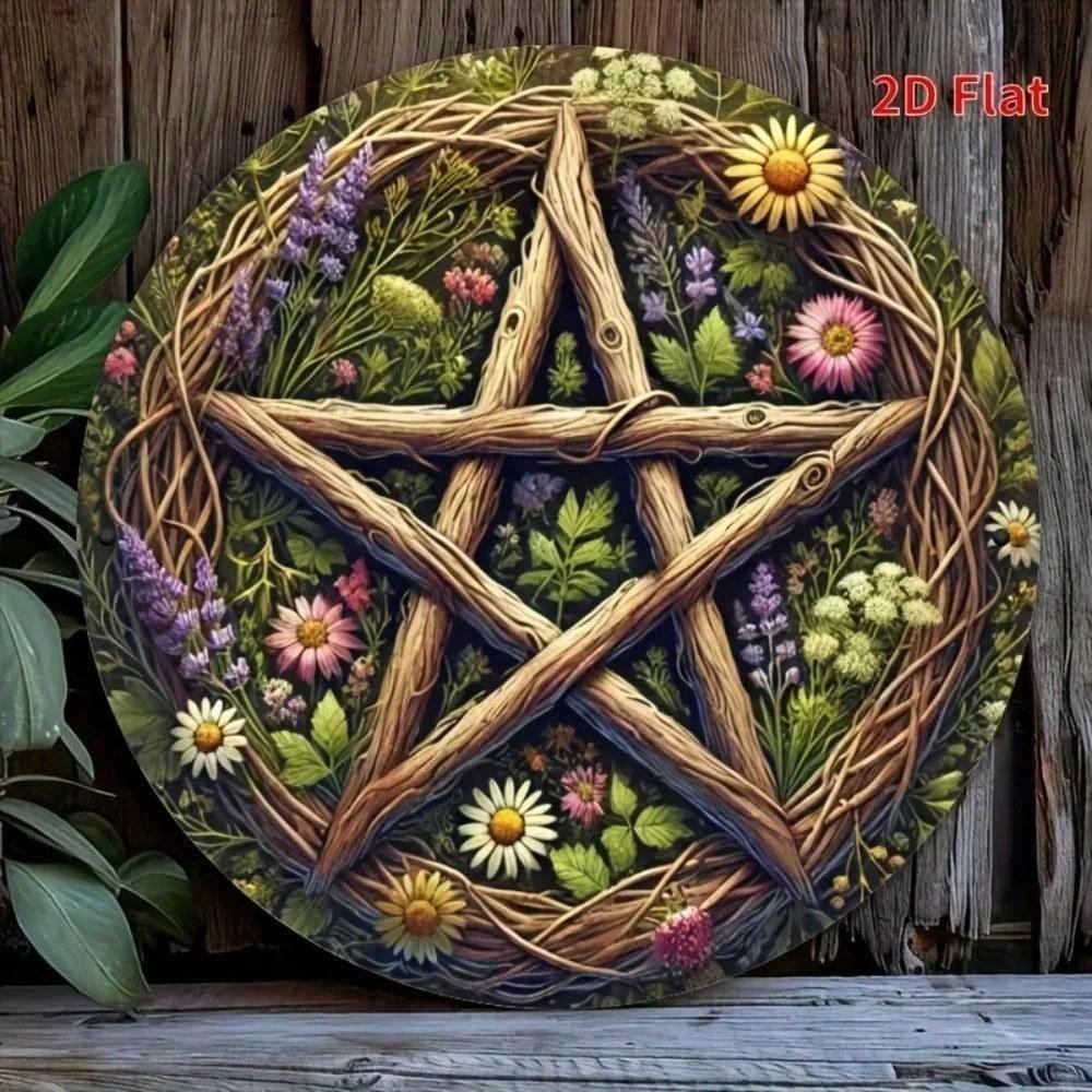 

2D Flat Circular Metal Wall Art for Home Living Room Office Porch Decor, Easy Hang Halloween Bedroom Kitchen Sign 20x20