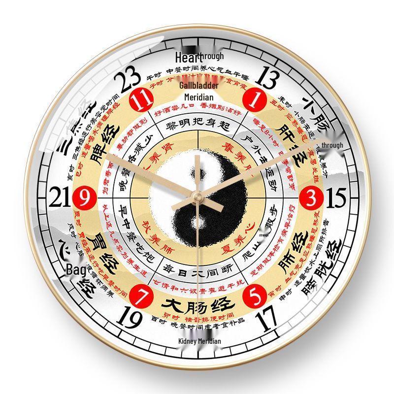 TCM Health Wall Clock with Auto Time Correction & Earthly Branches