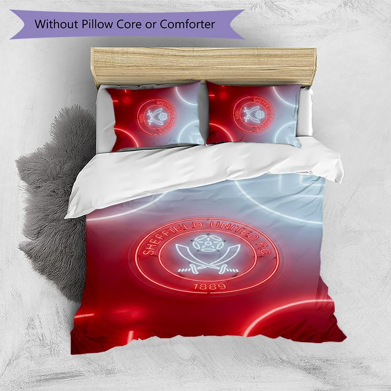 Set Lenzuola Stampato Sheffield United Football 3 Pezzi, Comodo Set Copripiumino per Camera da Letto Amico della Pelle