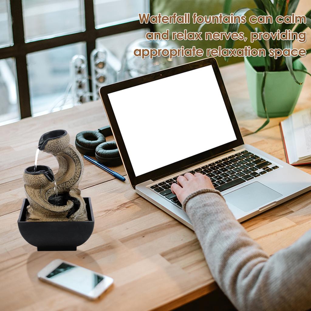 Portable Water Feature Decorative Water Fountain Resin Desk Fountain Small Tabletop Fountain for Indoor Living Room Home Decor