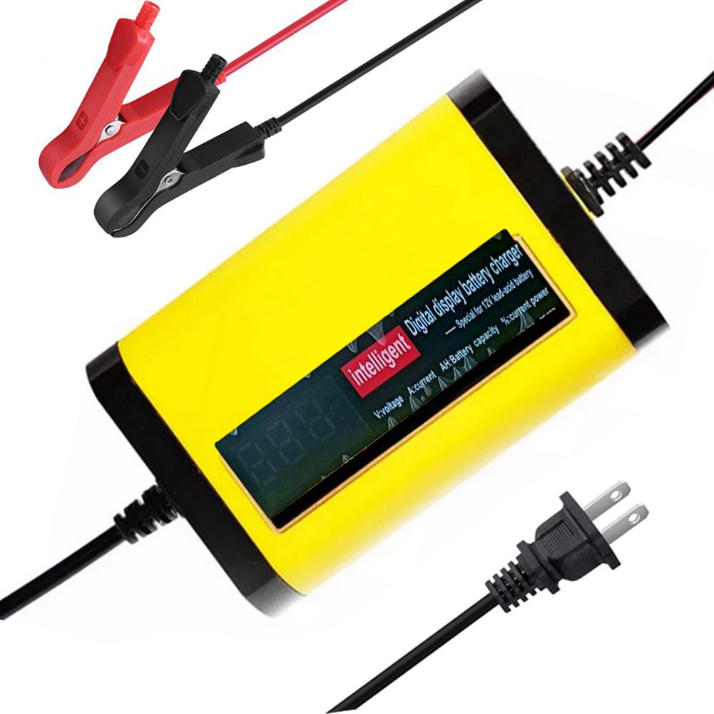 Car Motorcycle Batteries Power Charge LED Display Intelligent Car Motorcycle Battery Charger Short Circuit Protection US/EU Plug