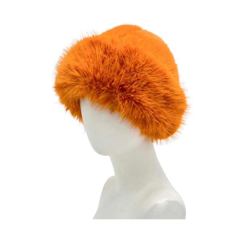 Plush Faux Fur Fisherman Hat Solid Color Thickened  Furry Stylish Winter Warm