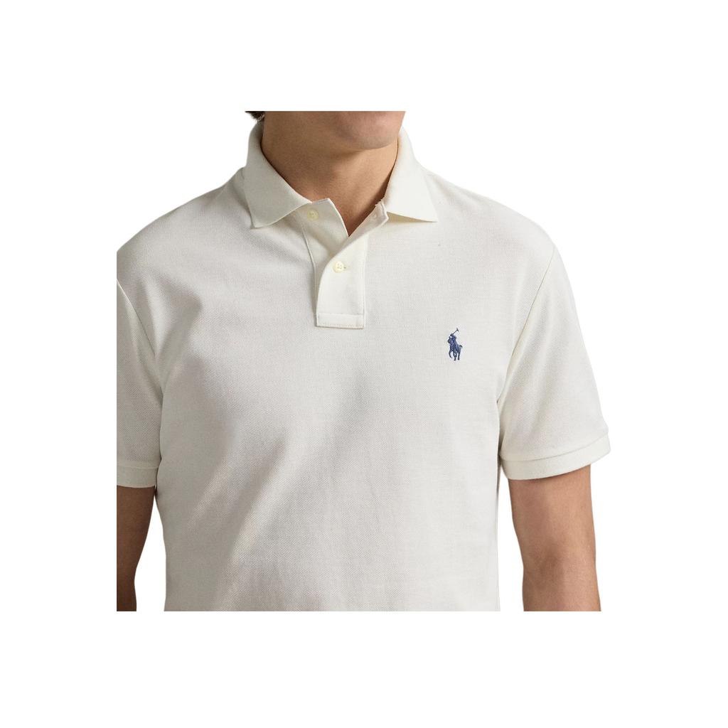 Polo Ralph Lauren SS25 Pony Embroidered Mesh Short Sleeve Polo Shirt Men tops Light-Cream 710680784-438