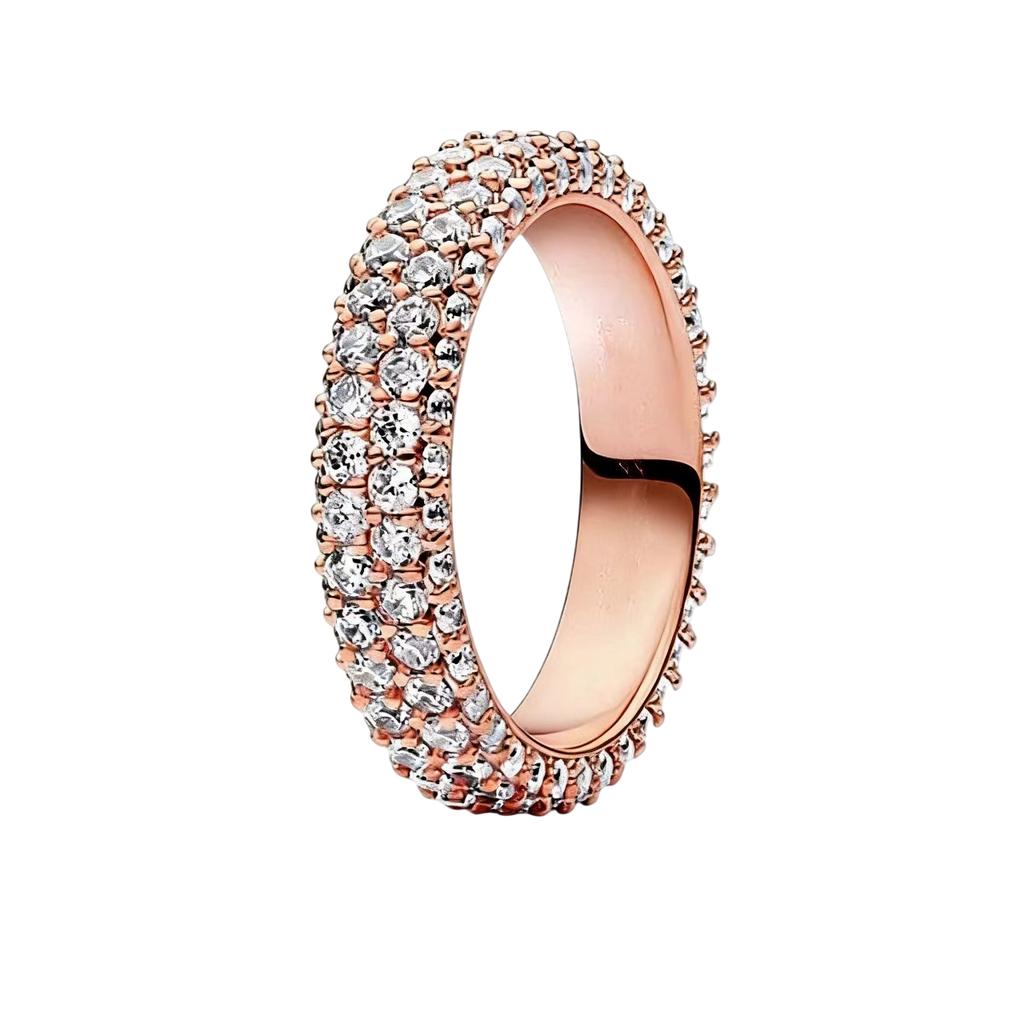 New S925 Silver Red Rose Bow Simple Love Ring Card Snowflake Series Ice Linghua Gold Bee Flower Ring Jewelry