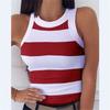 Women's Crew Neck Sleeveless Tank Top Slim Fit Striped Star Print Casual Camisole Tee