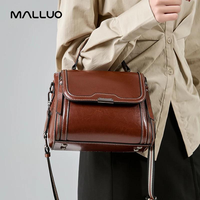 Female Retro Messenger Shoulder Bags Women Luxury Designer Oil Wax Cowhide Leather Handbags Lady Commuter Handbill Crossbody Bag