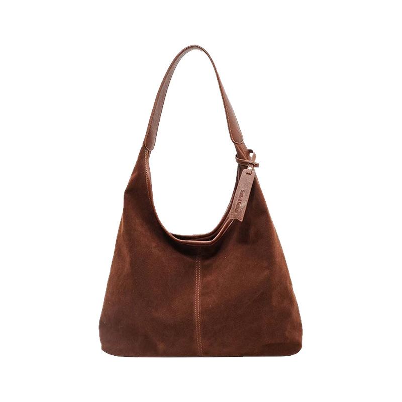 Autumn And Winter Retro Bag Women'S Maillard Style Suede Face Tote Bag Large Capacity Commuter Leisure Single