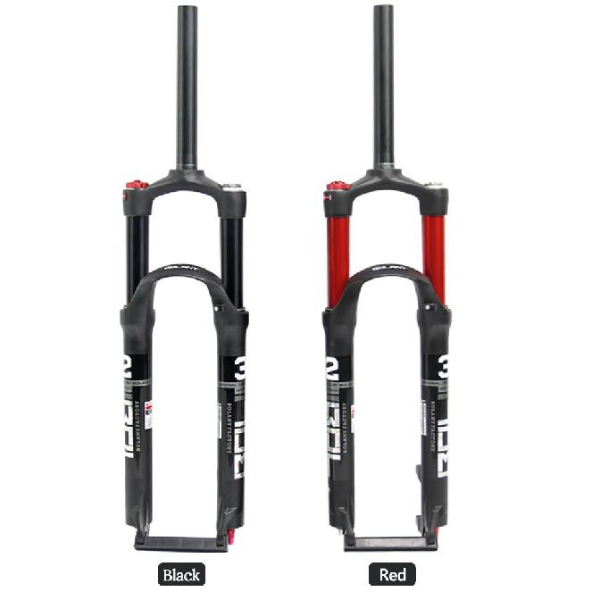 Bolany Mountain Bike Fork Suspension Double Airbag, Red Bike Front Straight Tube, Shock Absorber, Magnesium Alloy, Bike Accessor
