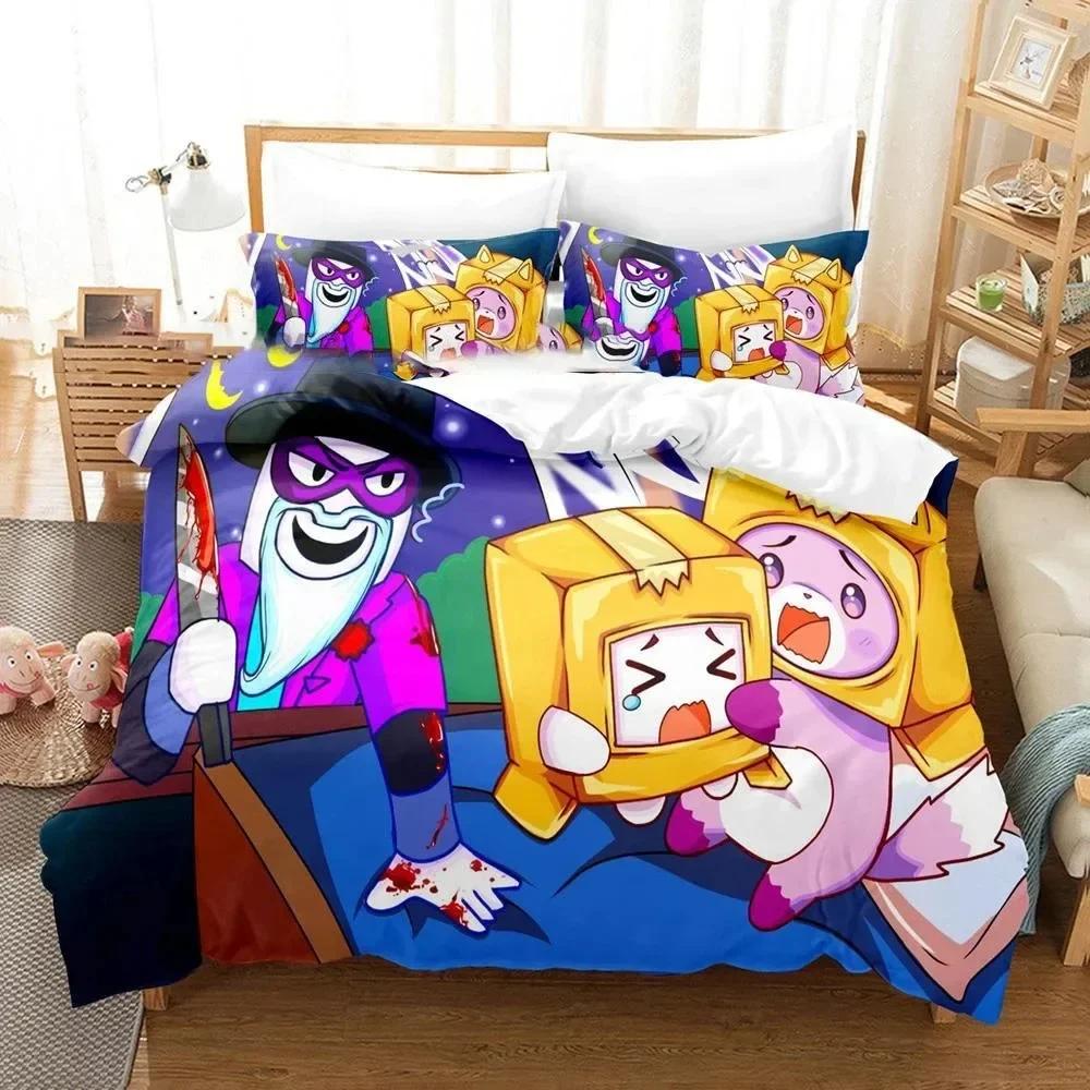 3D Print Cartoon Foxy Boxy Lanky-Box Bedding Set Duvet Cover Bed Set Quilt Cover Pillowcase Comforter King Queen Size Boys Adult
