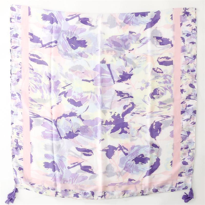 Ombre Gradient Painting Floral Tassel Viscose Shawl Scarf High Quality Print Soft Pashmina Stole Muslim Hijabs Sjaal 180*90Cm