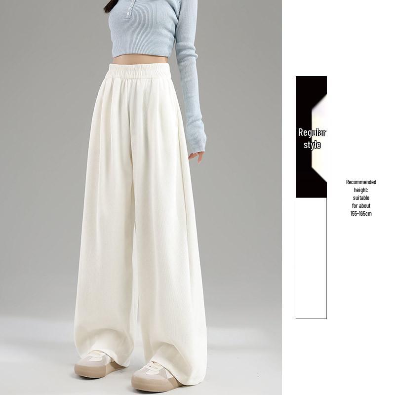 2025 Autumn/Winter European Cotton Velvet Wide-Leg High-Waist Drape Pants for Women