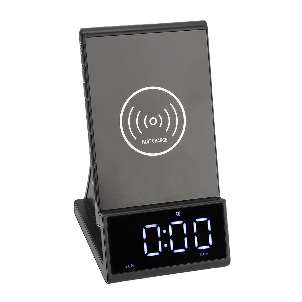 Kabellose Handy-Ladestation Wecker-Dock LED-Anzeige 4 Helligkeitsstufen   Kabelloser Lautsprecher mit Wecker für das Schlafzimmer