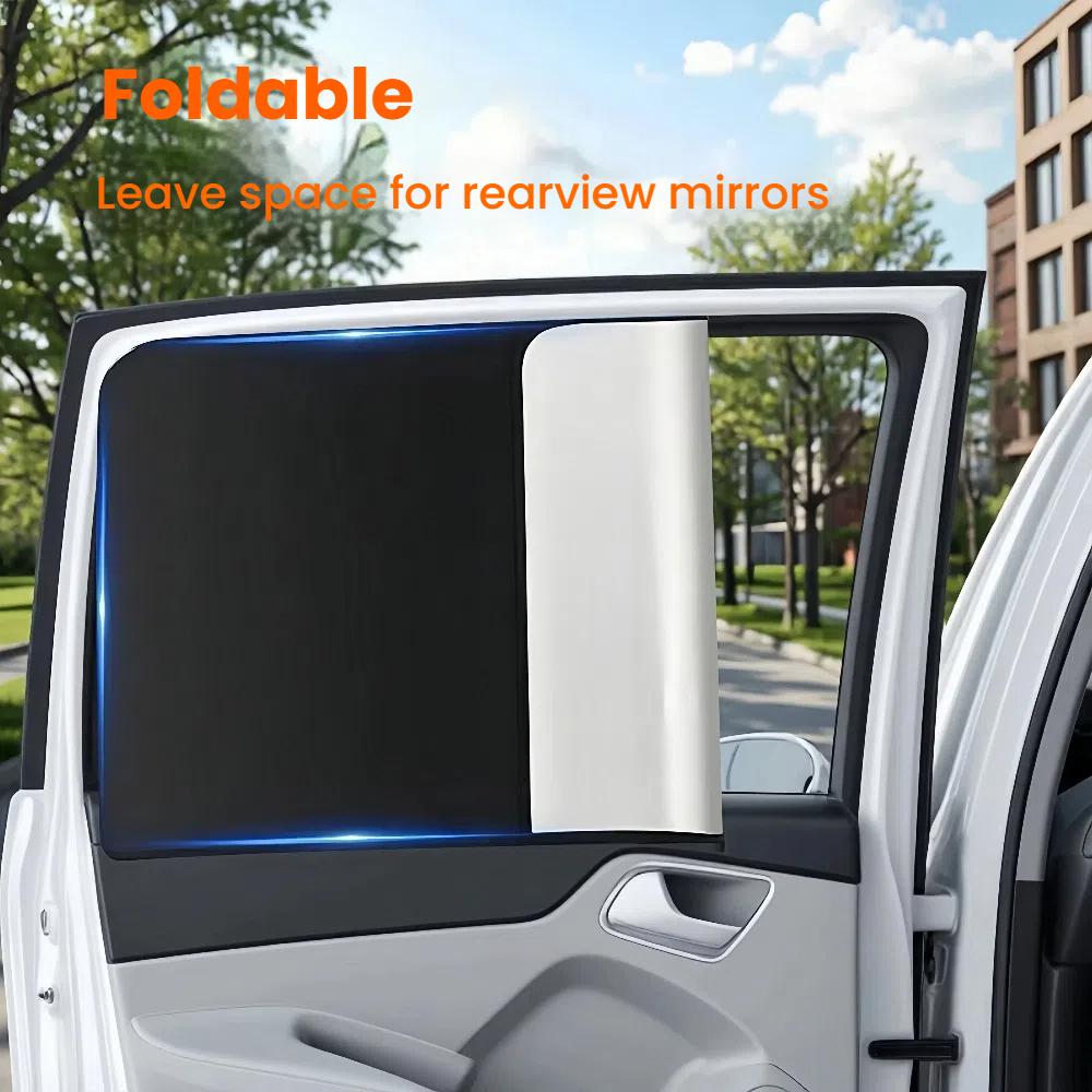 EasyClip Magnetic Car Sun Shades - No Adhesive UV Blinds for Front & Rear Windows | 98% UV Block, Reusable Foldable Shade for SUV/Sedan
