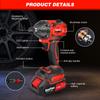 DayPlus 2 IN 1 Cordless Impact Wrench,1/2" Driver Brushless Power Impact Gun,2500RPM Electric Wrench, Max Torque 1500Nm+Battery