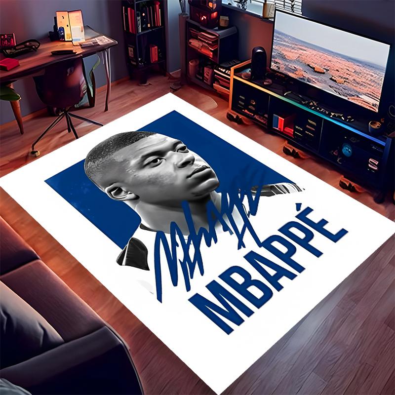 1pc Kylian Mbappé Print Area Rug - Soft,Washable Non-Slip Indoor Mat for Office Chairs,Living Room,Home Office Decorative Rug