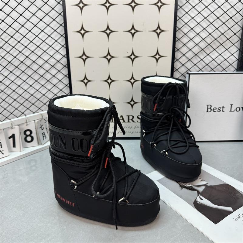 Waterproof version of moon snow boots women's winter new medium and high tube lace-up cotton shoes non-slip warm ski shoes
