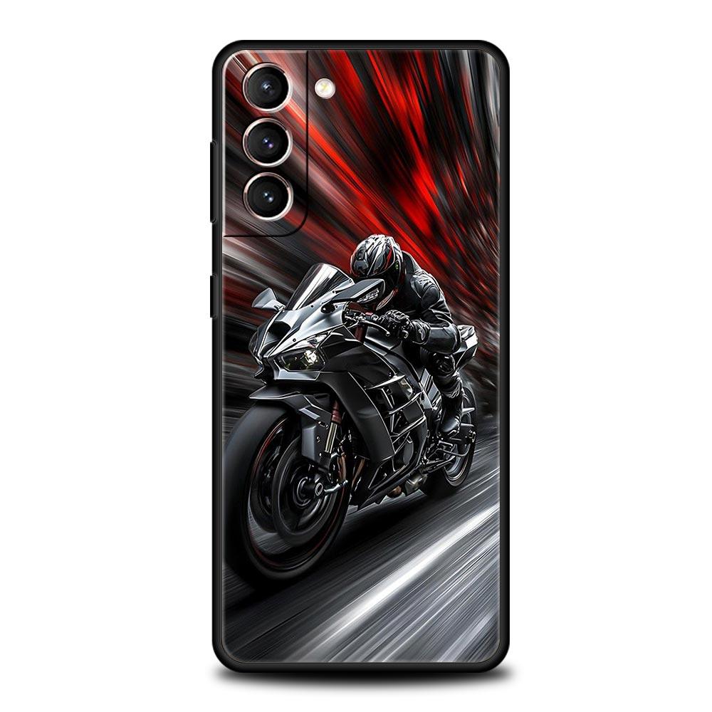 

Phone Case Cover for Samsung Galaxy S26 S25 S24 S23 S22 S20 S21 FE Ultra Plus S25 Edge 5G Soft TPU Capas Motorcycle Rider Fundas Samsung S23Plus