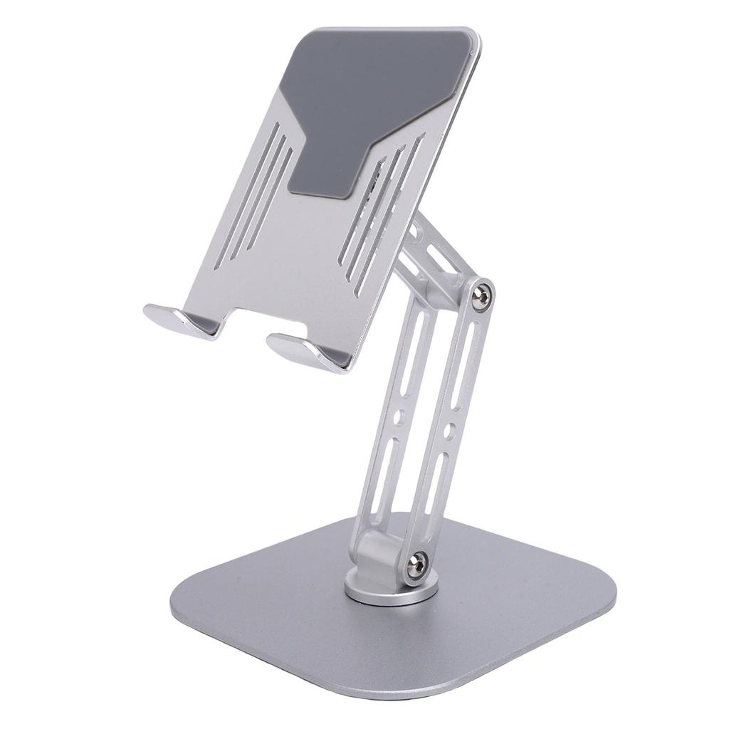 Desk Tablet Stand Adjustable Foldable 360 degrees  Rotating Metal Desk Tablet Holder for Cell Phone Silver