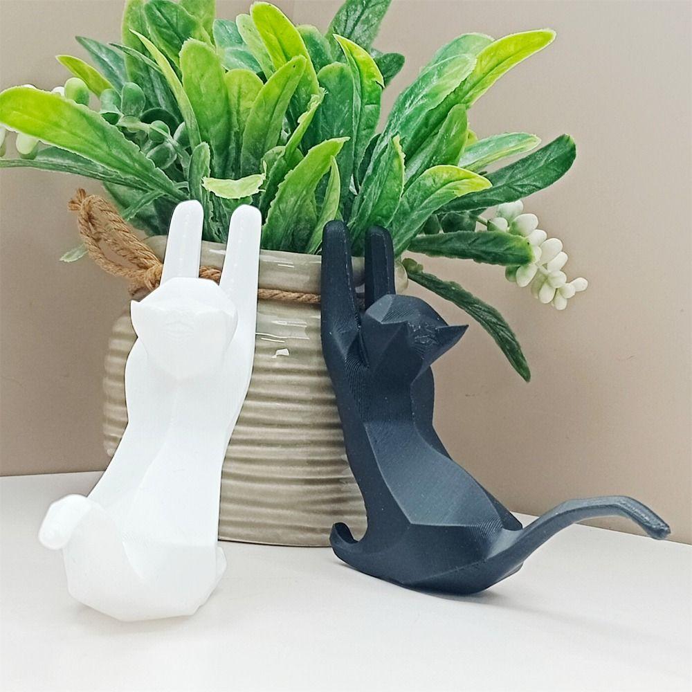 3D Printed Ring Storage Rack Mini Kitten Cat Sculpture Ornament Bookshelf Decor