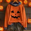 Ladies' Casual And Fashionable Halloween Printed Long Sleeved Hooded Warm Shirt Loose And Comfortable Hoodie