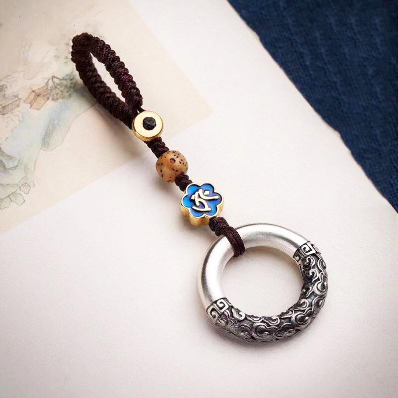 Zodiac Buddha Mantra Keychain: Auspicious Cloud Peace Pendant for Men & Women