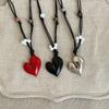Irregular Love Heart Flower Beaded Pendant Necklace Adjustable Length Neckchain For Women Enamel Craft Jewelry