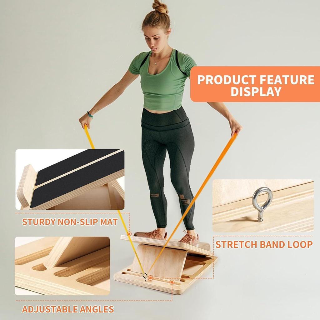 Solid Wood Yoga & Calf Stretching Board for Home Fitness