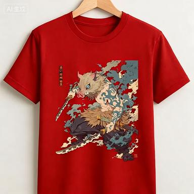 Demon Slayer Japanese Anime 2026 Summer New100cotton Tshirt Inosuke Hashibira Pattern Unisex Y2K Short Sleeves Loose Shirt