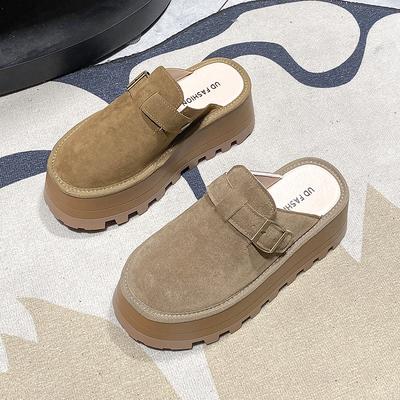 Gu Yun Boken sac à chaussures tête demi-plateau chaussures pour femmes automne nouveau muffin semelle épaisse rehausseur paresseux une pédale pantoufles étrangères