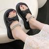 Sandals women's slippers summer with skirt super fairy thick-soled bow pearl two wear cool slippers