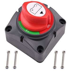 Car Battery Disconnect Switch 48V 24V 12V Cut Off 2 Position 2 Pin M10 275A Battery Connection Switch for Marine Boat