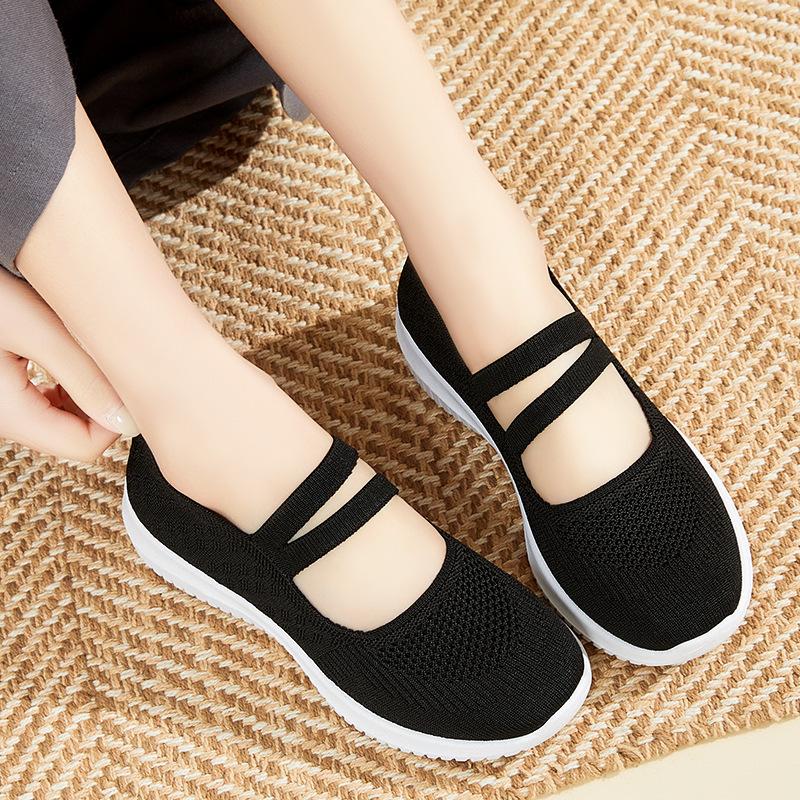 Shoes Women'S Autumn Cloth Shoes Large Size Women'S Shoes Breathable Fly-Woven Shoes Soft-Soled Casual Mother Shoes