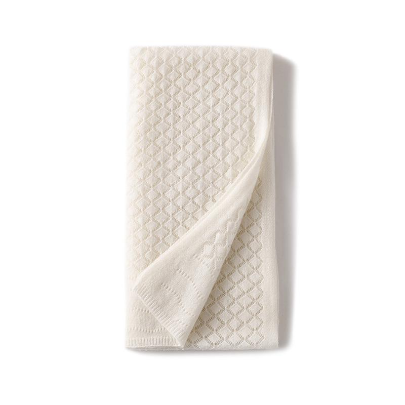 Women's Diamond Openwork Pure Cashmere Scarf: Warm, Knitted, Versatile Shawl for Autumn & Winter