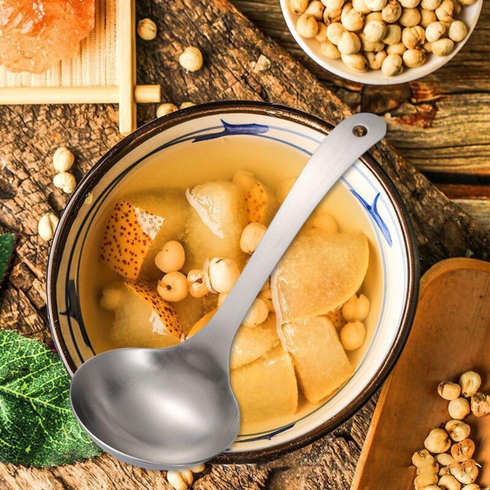 2pcs 304 Stainless Steel Rice Spoon Deepen Porridge Spoon Multifunctional Serving Scoop Hot Pot