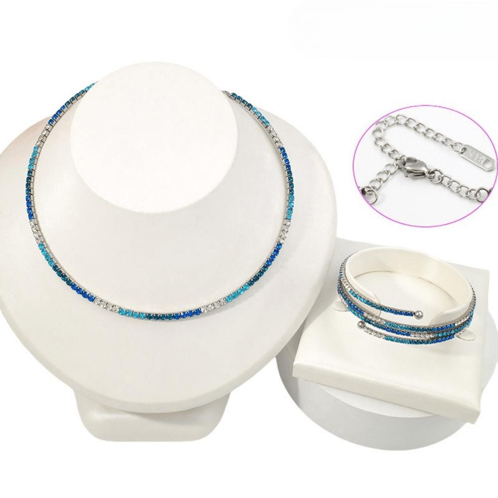 European and American style color necklace bracelet set light luxury women's jewelry