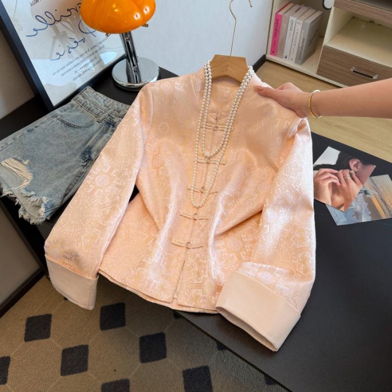 Age-Reducing Jacquard Satin Top: Retro Chinese Style Plus Size Outerwear for Middle-Aged Mothers