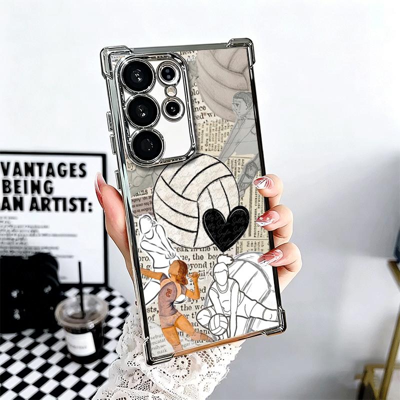 

Volleyball Sport Soft Phone Case For Samsung Galaxy S26 Ultra S25 Edge S24 FE S23 Plus S22 S21 + S20 Plating Anti-Fall Fundas Samsung S25 Ultra