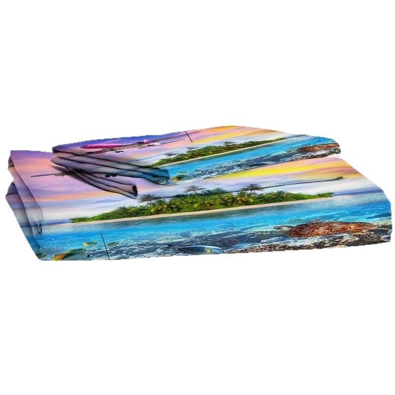Tropical Beach Ocean Fish Quilt Set Bedding Set Three-Piece 3D Digital Printing Kit