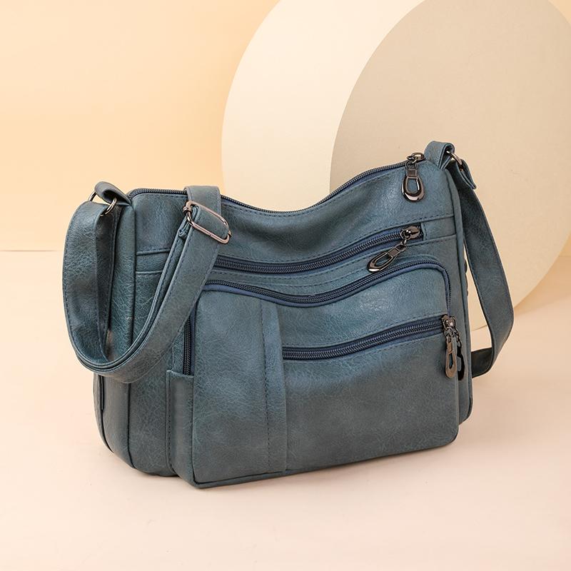 Retro Women's Shoulder Bag Solid Color Multi Pocket Storage for Middle-aged and Elderly Mothers Crossbody Bag Small Square Bag