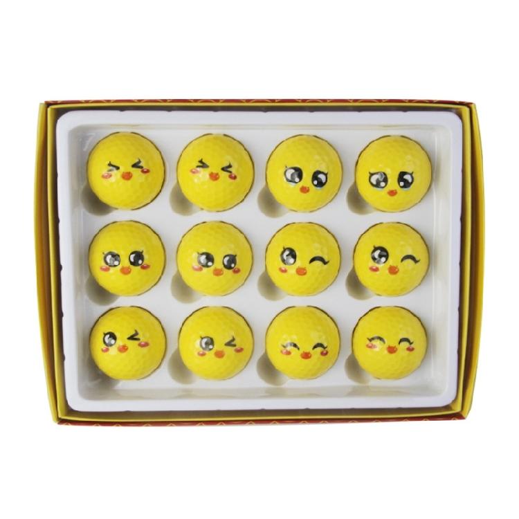 12Pcs Novelty Practice Golf Balls Funny Yellow Practice Golf Balls Lovely Emotion Face Golf Balls Golf Accessories