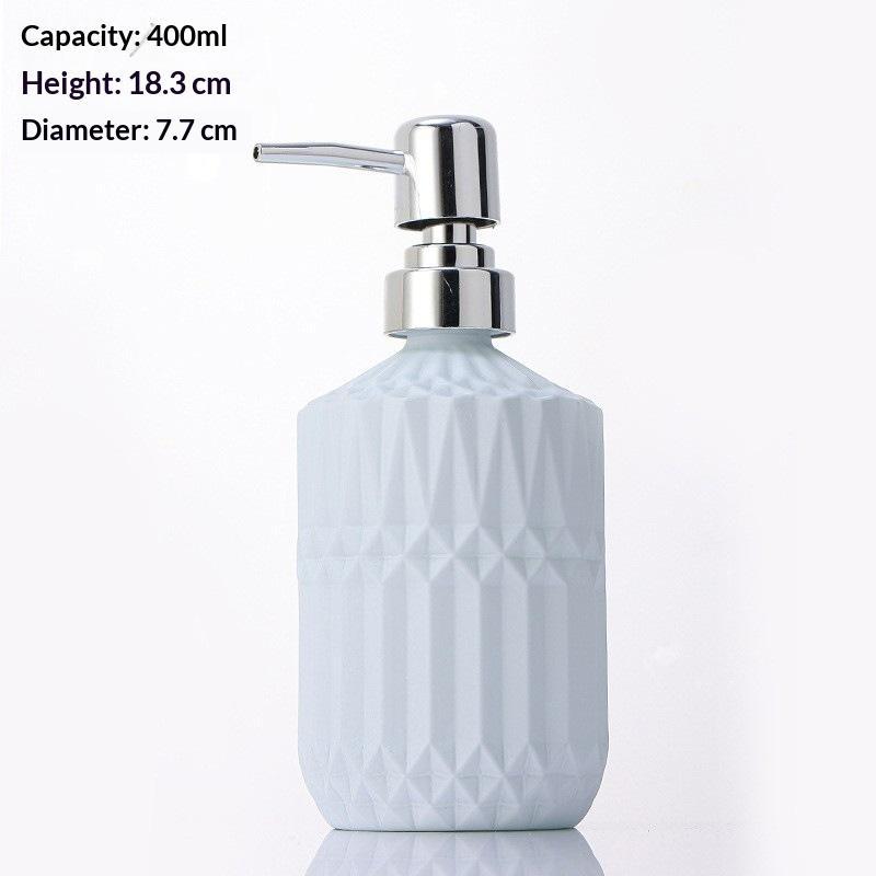 Dispensador de jabón de manos de vidrio con textura de diamante y bomba a prueba de óxido para baño, encimera de cocina
