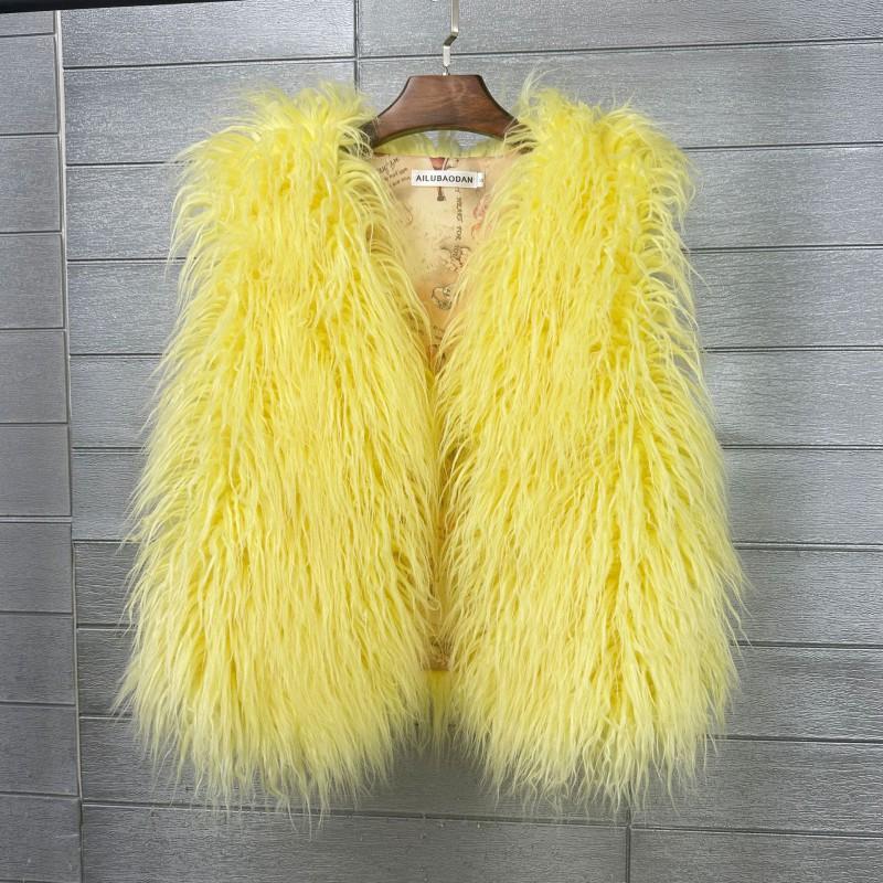 2026 Womens Faux Fur Vest Warm Sleeveless Jacket Street Style Winter Coat
