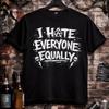Hate Everyone Equally Shirt, Gothic Skull Tee, Punk Emo T-Shirt, Dark Humor Graphic Shirt, Alt Aesthetic Unisex Top Gift Idea