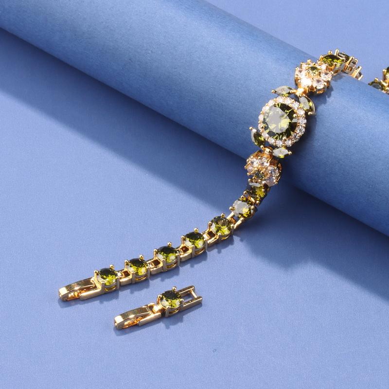 12-Colors Zircon Elegant Women'S Charms Italian Bracelet Gold Plated Luxury Wedding Jewelry Accessories
