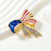 Broche de laço com bandeira americana, nicho de alta qualidade versátil, broche cravejado de diamantes, europeu e americano, personalizado, com óleo pingando