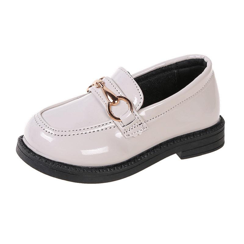 2025 Spring and Autumn Girls Black Leather Shoes Single Shoes Children's Princess Leather Shoes Boys British Style Small Leather Shoes Fashion Leathe